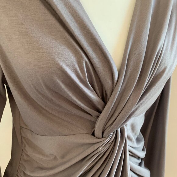 LUCCA Grey Twist Front Long Sleeve Top Grey L - Picture 3 of 5